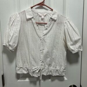 Lauren Conrad White Button-Up Blouse